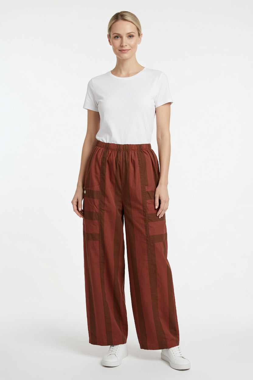 Made in Italy Stripe Barrel Leg Pant
