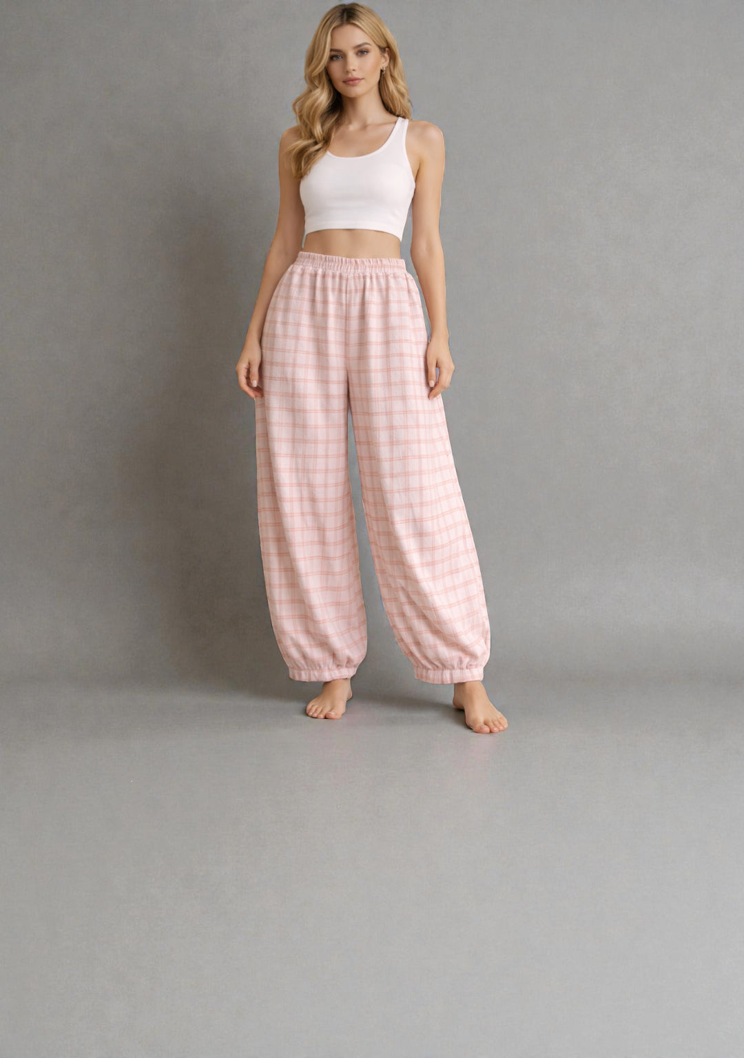Made in Italy Plaid Baloon Pant
