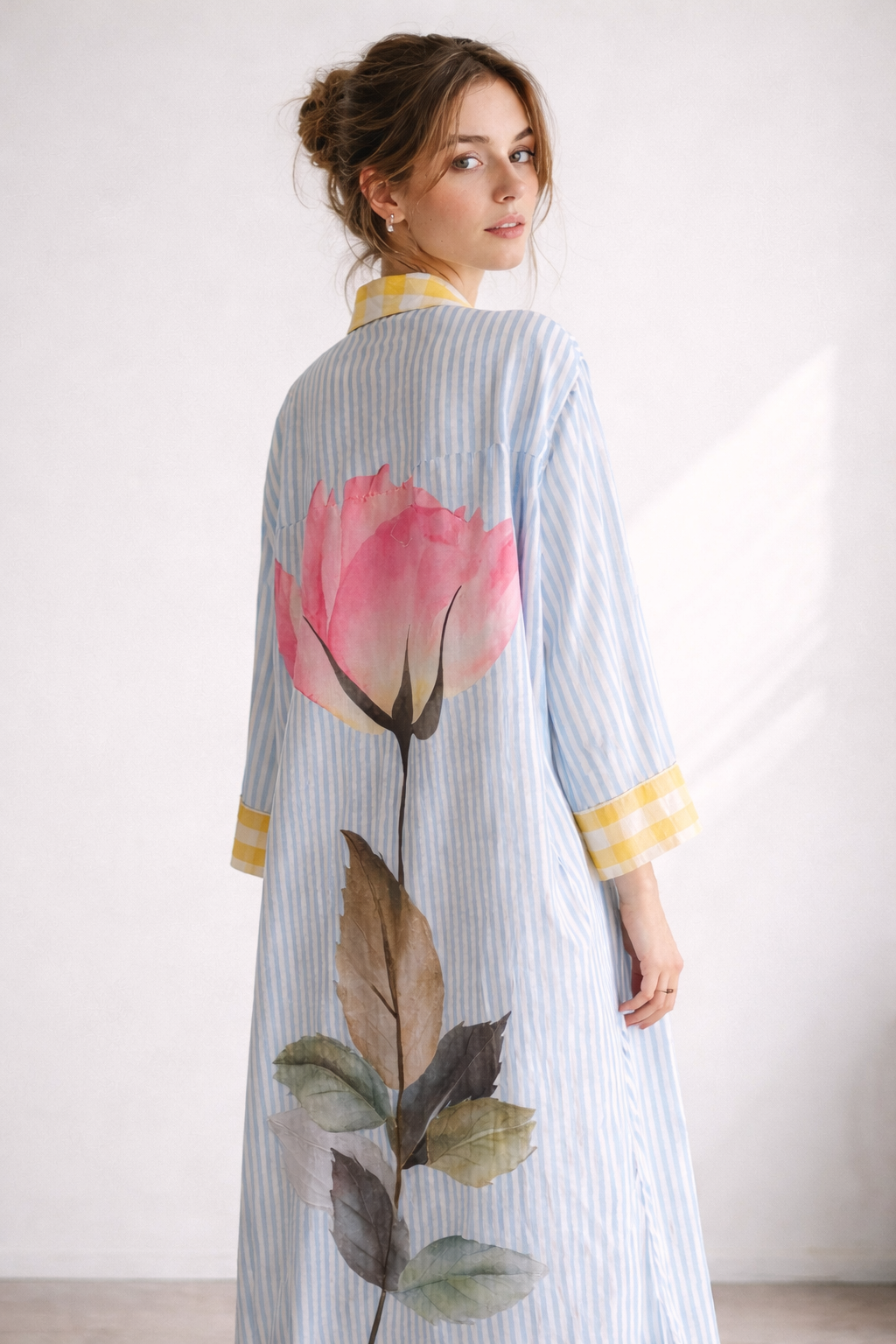 Made In Italy zeta otto striped Floral Shirt dress