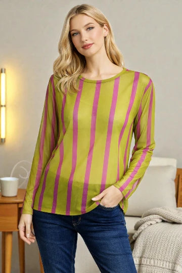 Made in Italy stripe Print Mesh Tops