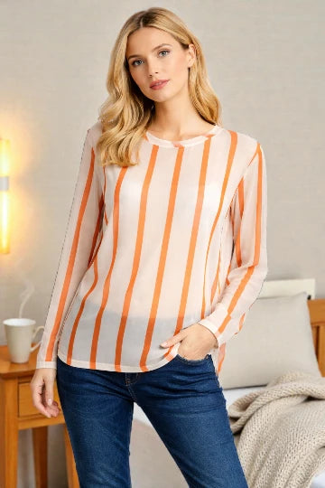 Made in Italy stripe Print Mesh Tops