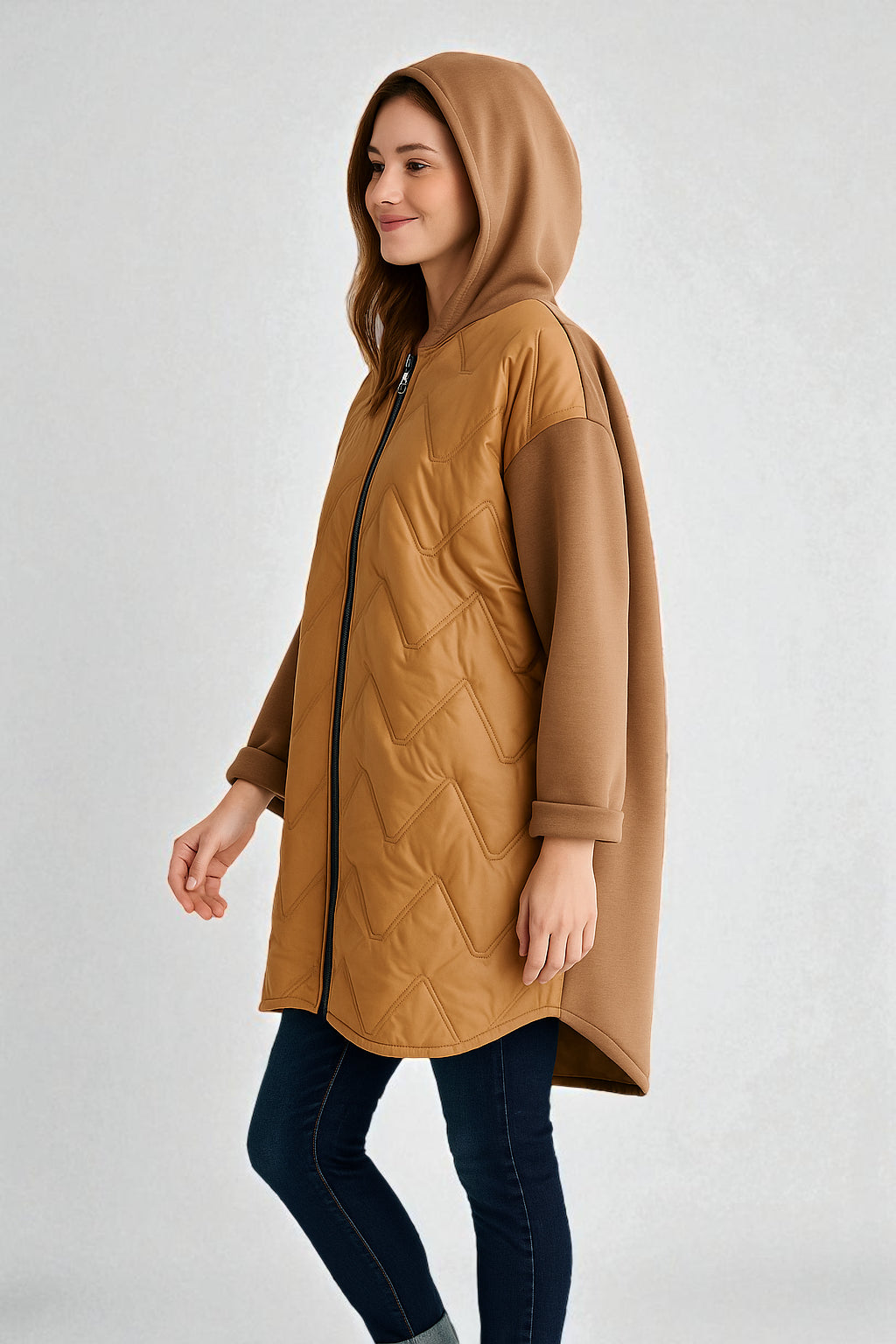 Women's Quilted Puffer Jacket with Zip Closure