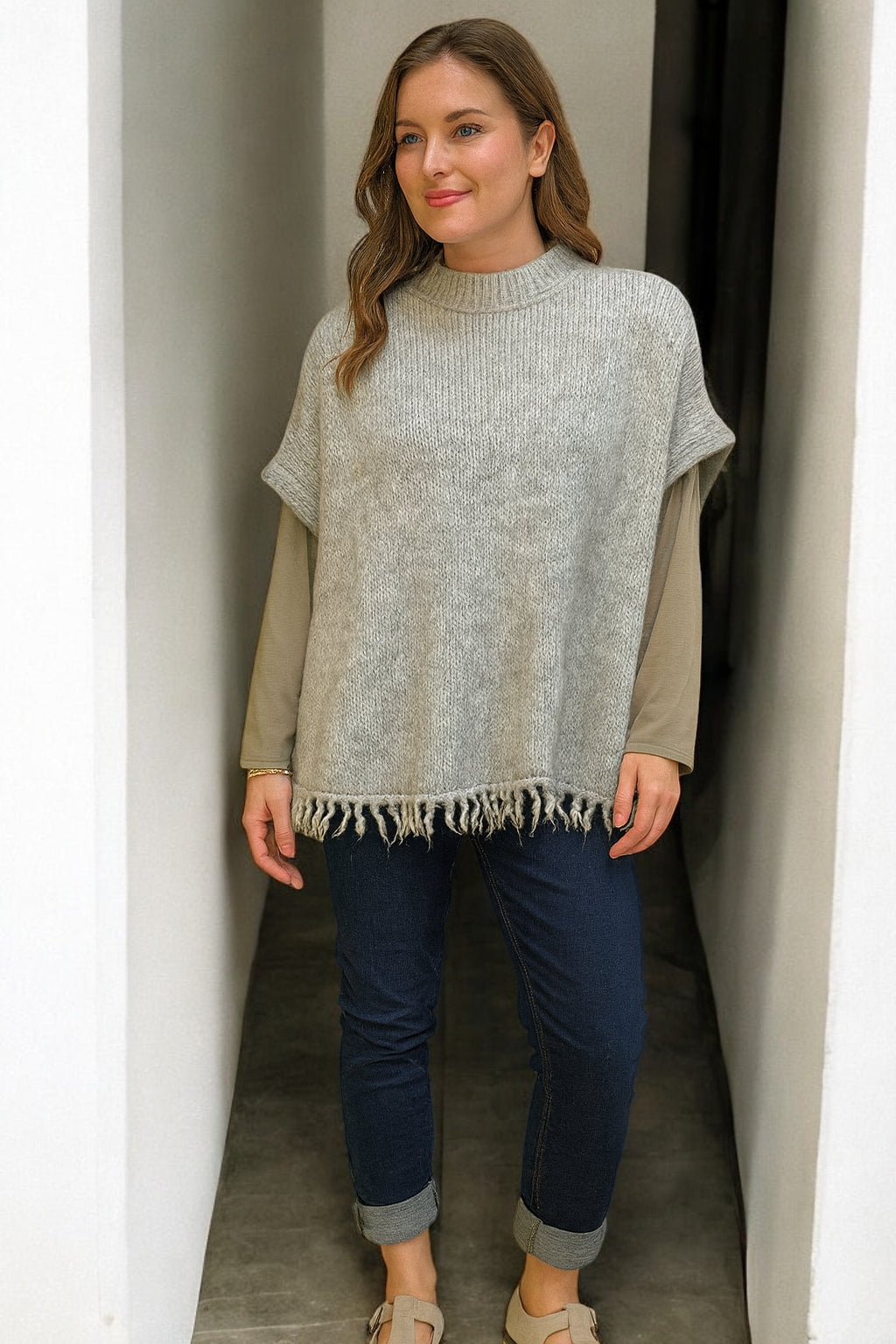 Wool Sleeveless Knitted Tassel Jumper