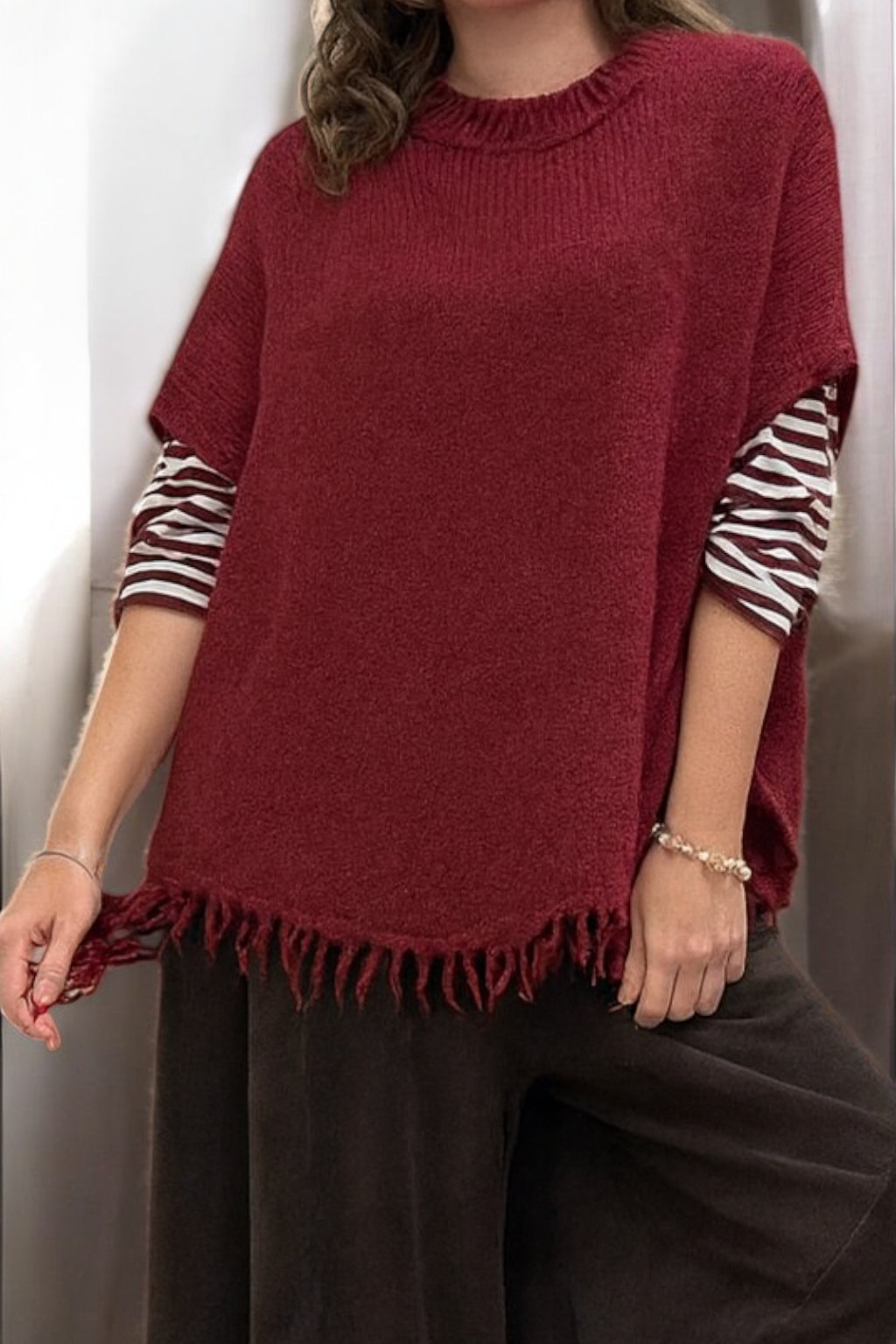 Wool Sleeveless Knitted Tassel Jumper