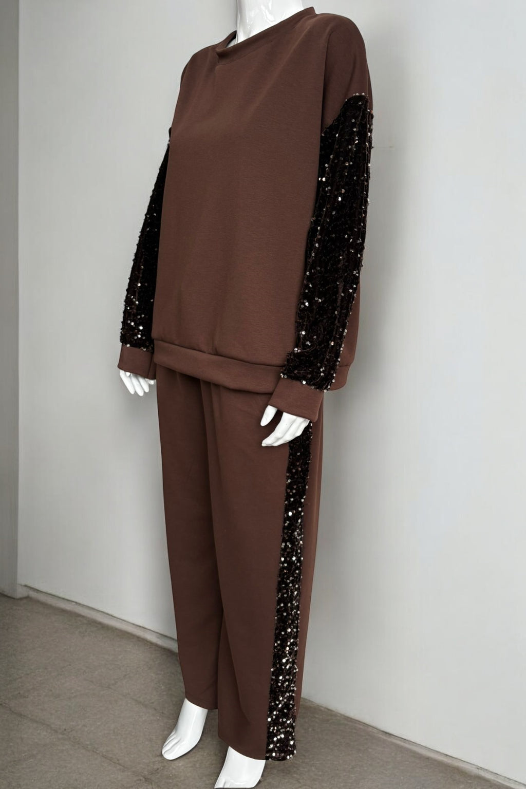 Made in Italy Sequin Sleeve Scuba Top Partywear