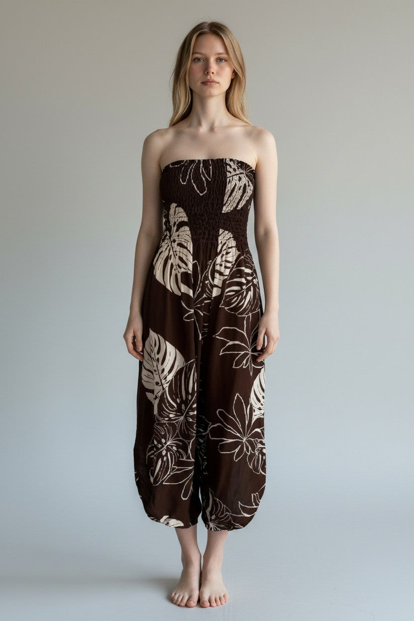 Made in Italy Shirred Elasticated Bandeau Jumpsuit