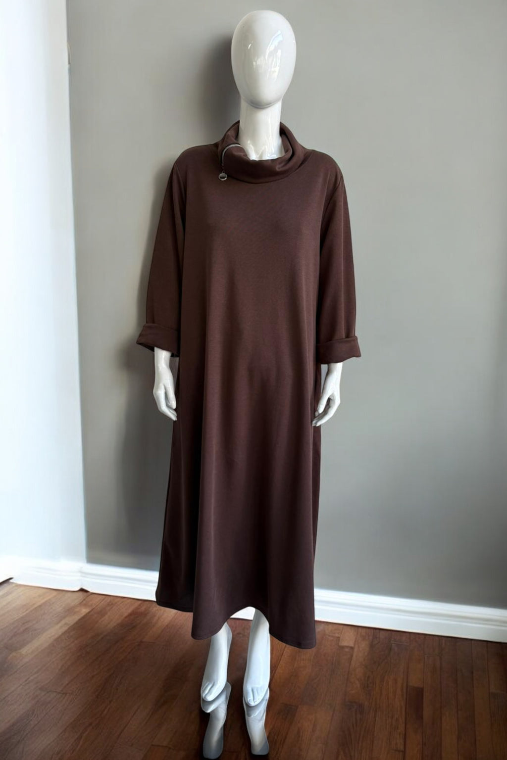Made in Italy Long Relaxed-Fit Cowl Neck Dress