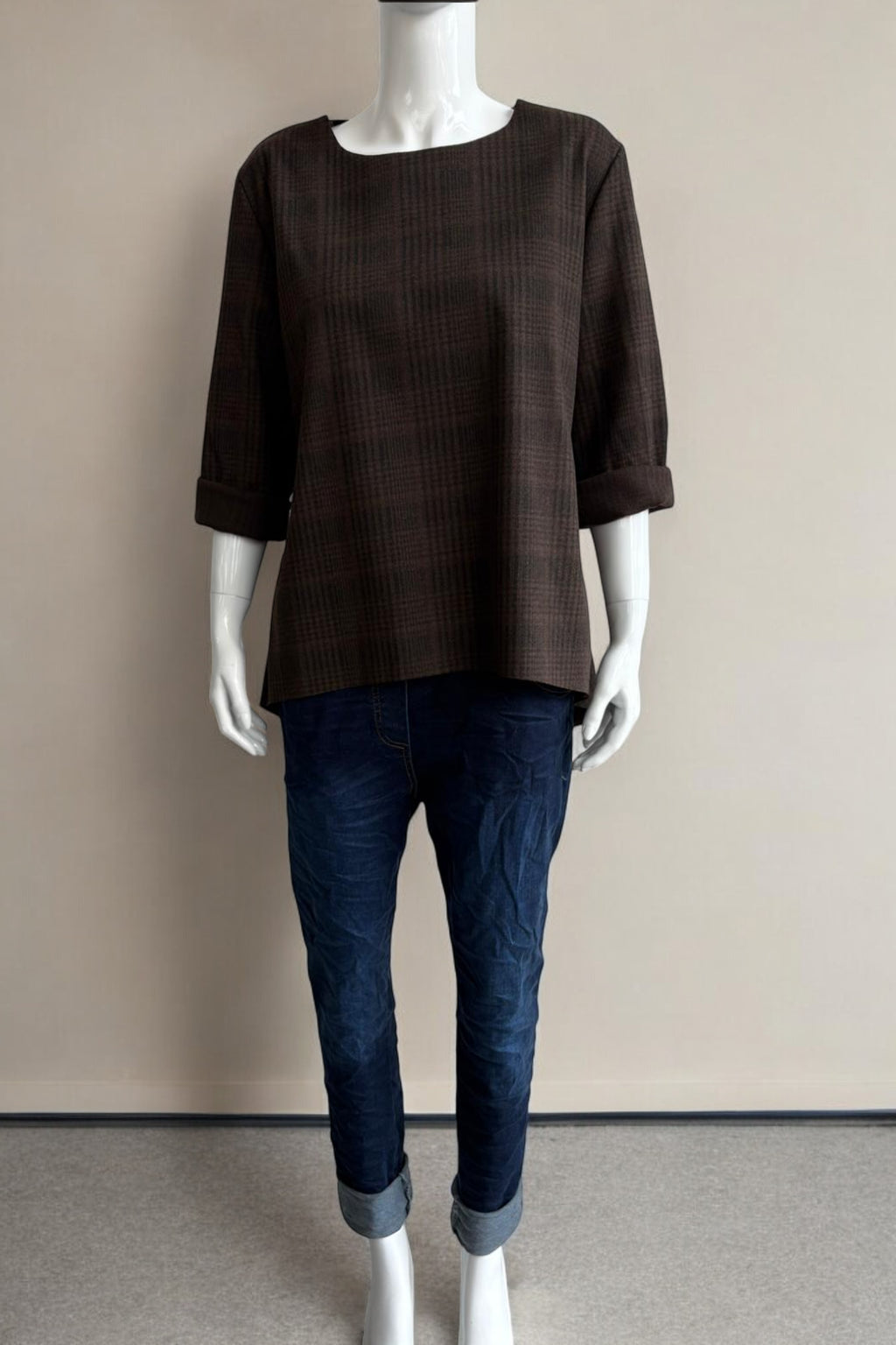 Women's  Plaid 3/4 Sleeve Top