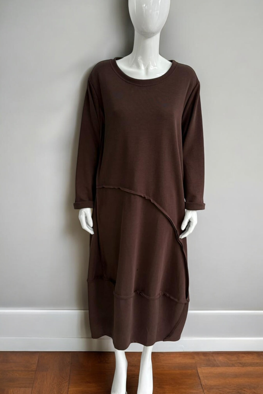 Oversized Asymmetrical Hem Casual Midi Dress