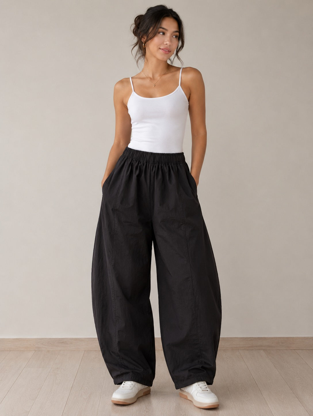 Made in Italy Cotton Barrel Leg Pant