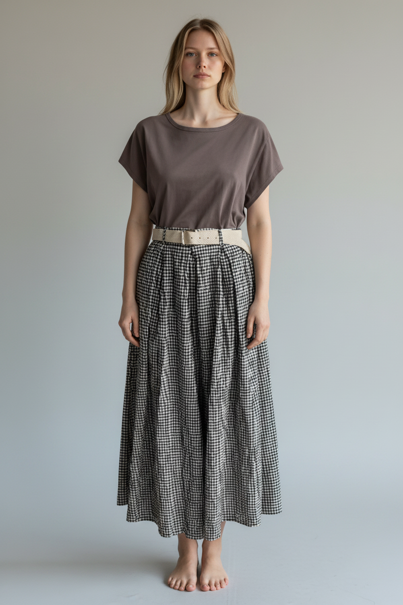 Gingham Palazzo Pant Lagenlook