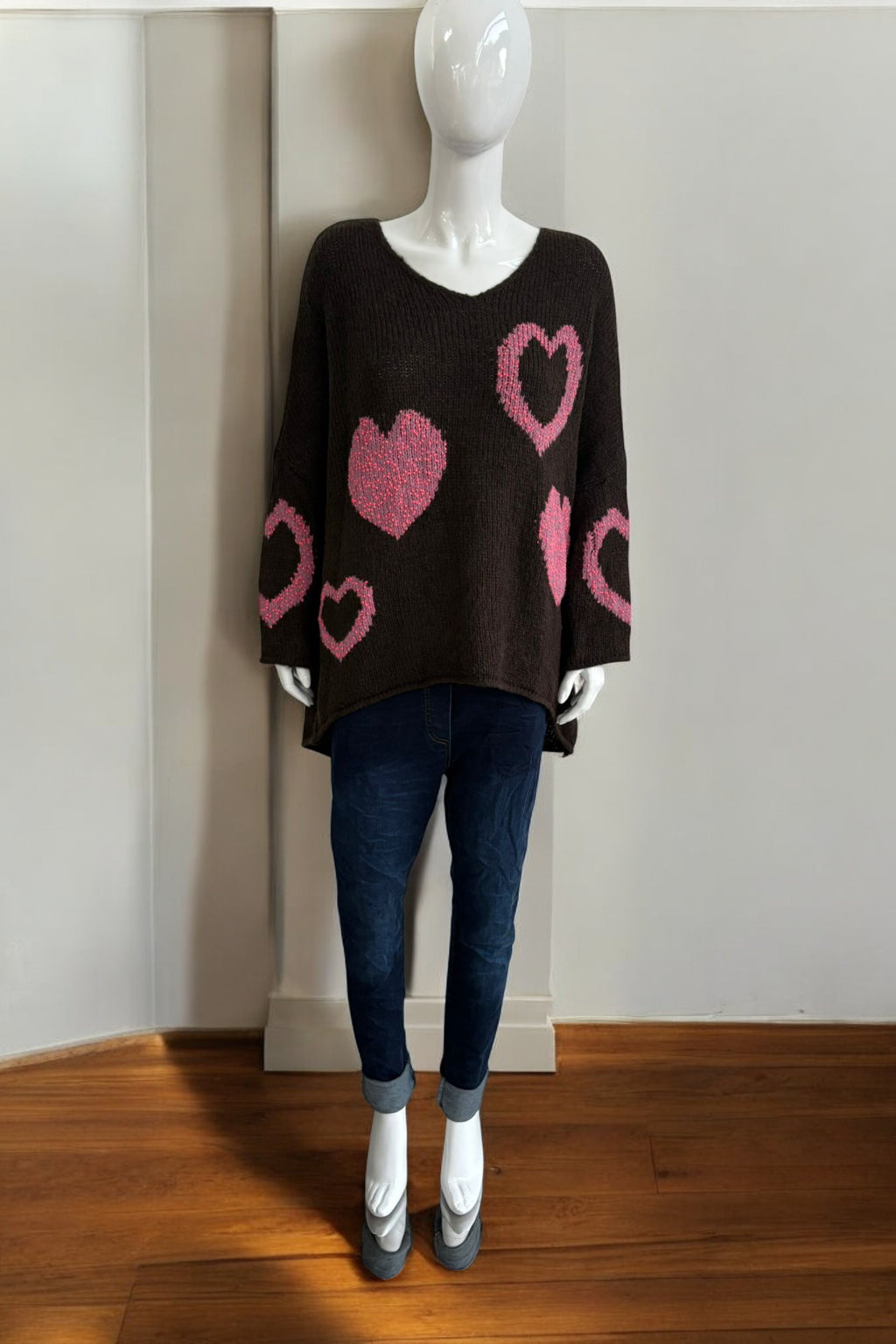 Made in Italy Wool Slouch Heart Jumper