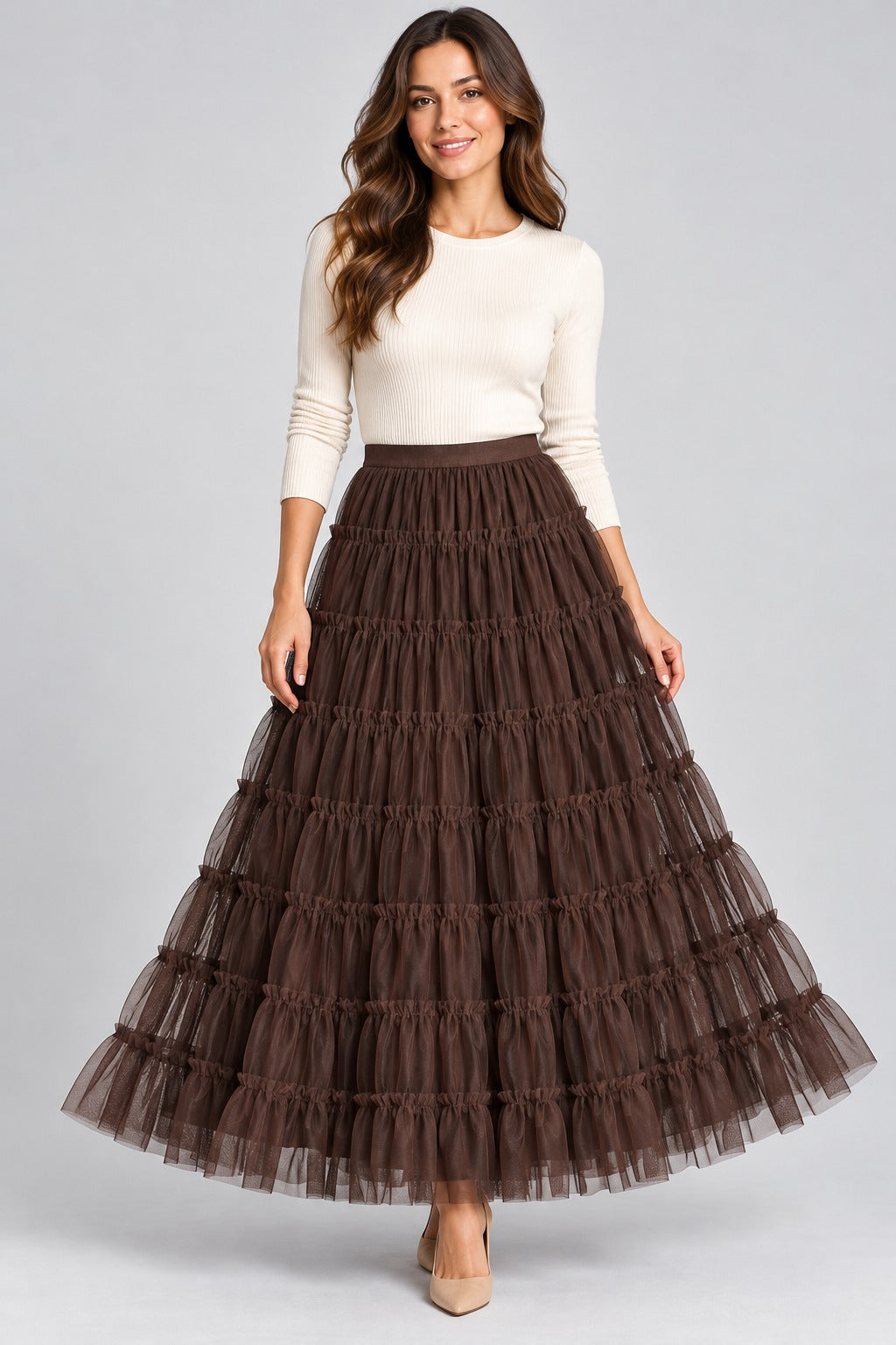 Women's Tiered Tulle Maxi Skirt
