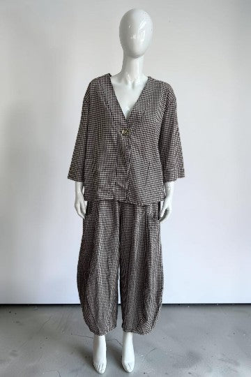 Gingham One Button Jacket