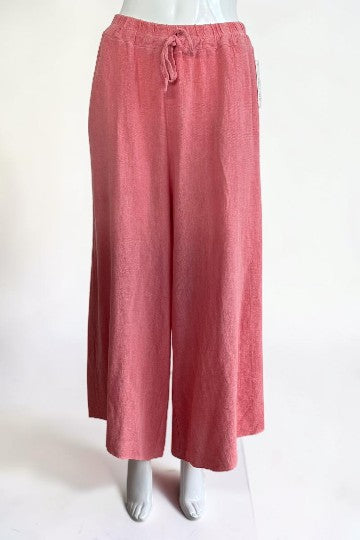 Linen Wide Leg Slant Hem Pant