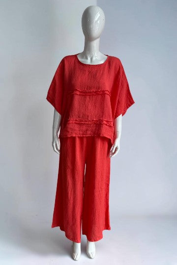 Made in Italy Linen Shirred Elastic Pant