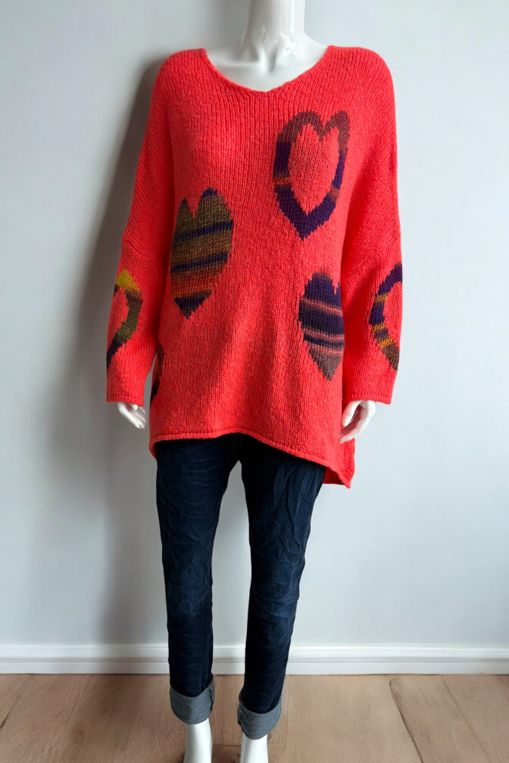 Women's Wool Heart Knit Slouch Jumper