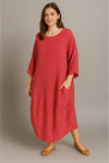 Waffle Cotton Stripe Cocoon Dress