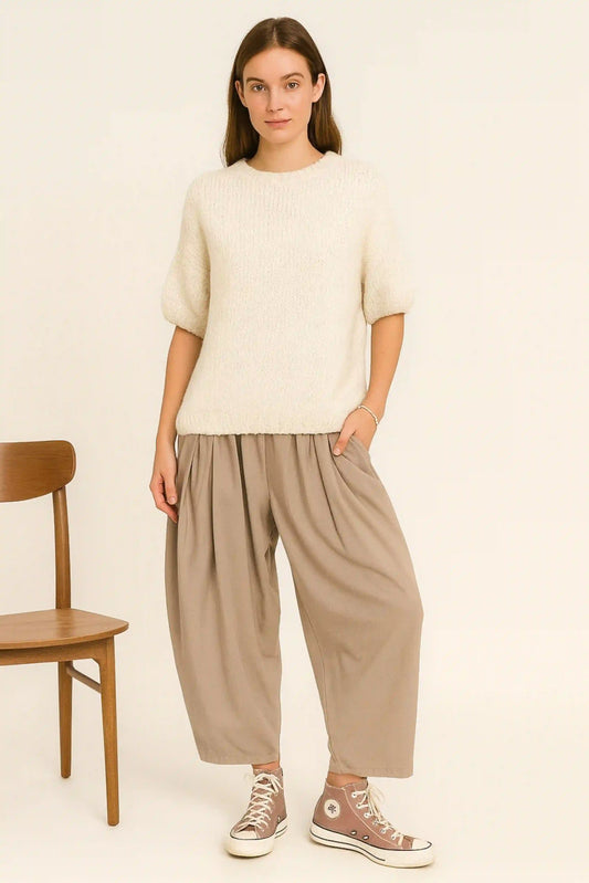 Wool Cap Sleeve Knit Top