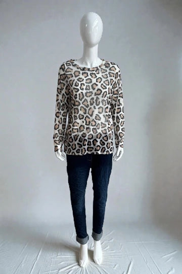 Made in Italy Leopard Print Mesh Tops