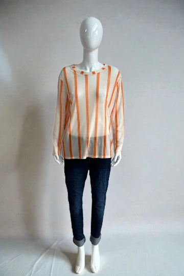 Made in Italy stripe Print Mesh Tops
