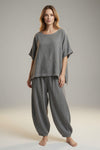 Linen Frey Hem Batwing Top
