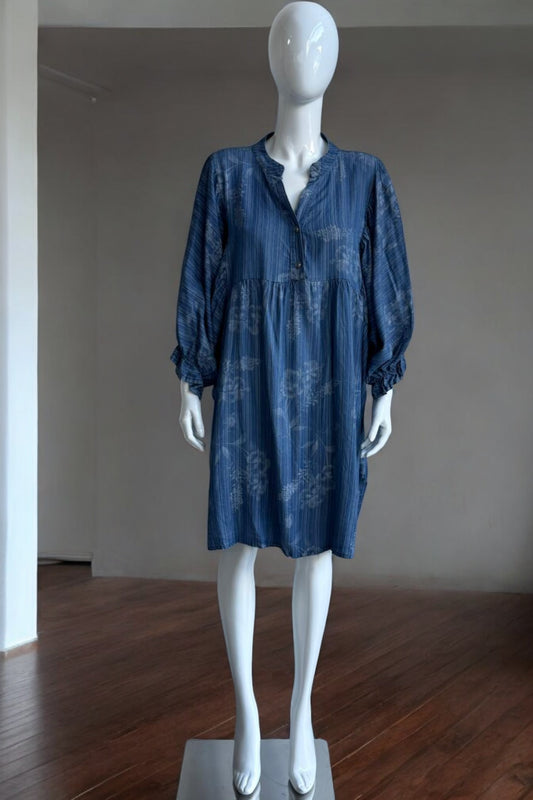 Made in Italy Printed Denim Smock Dress