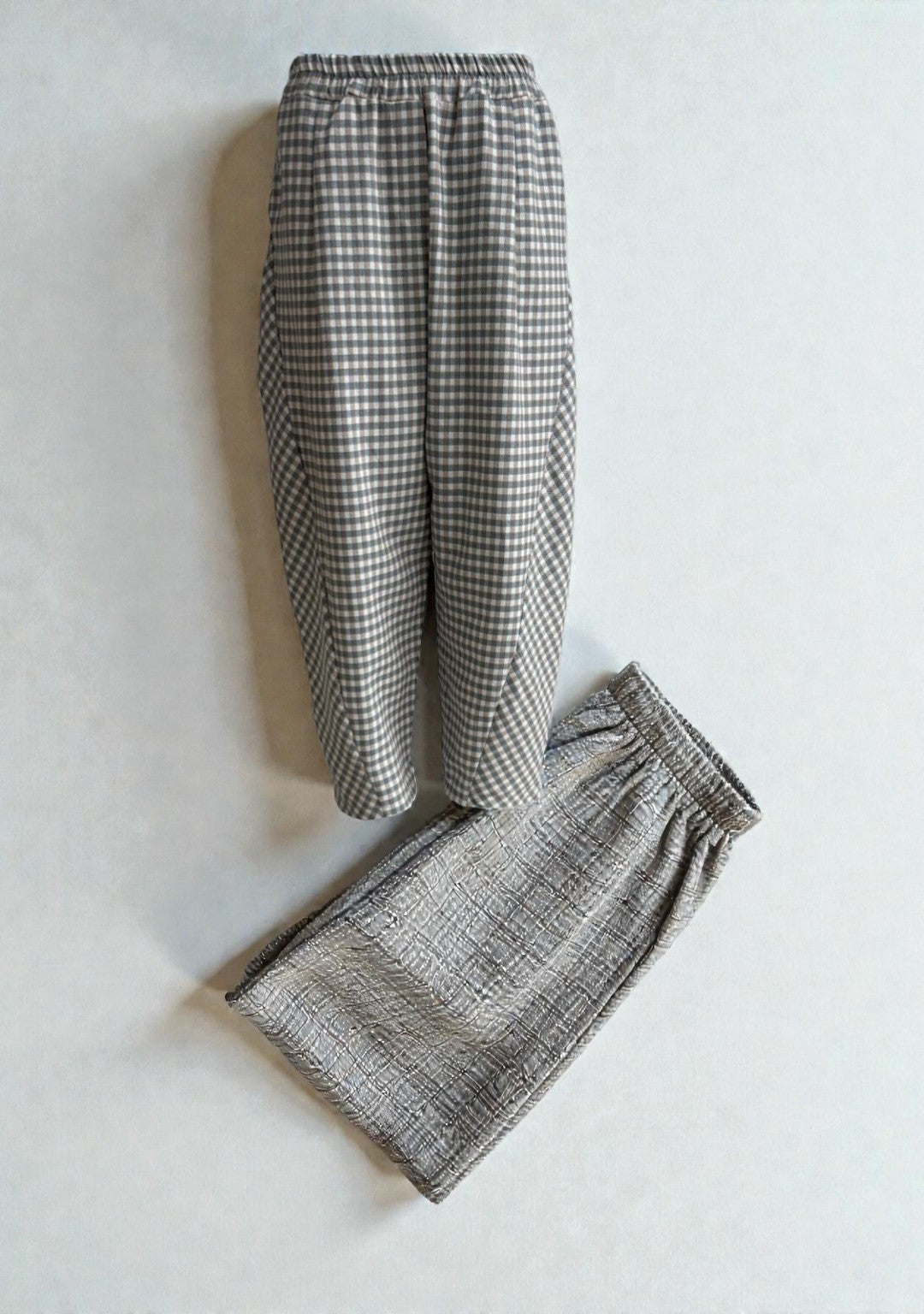 Made in Italy Gingham barrel Leg Plaid Pant