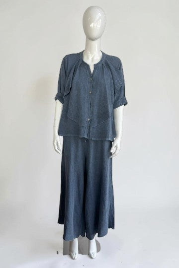 Linen Frill Shirt Lagenlook