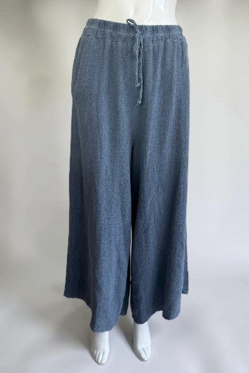 Linen Wide Leg Slant Hem Pant