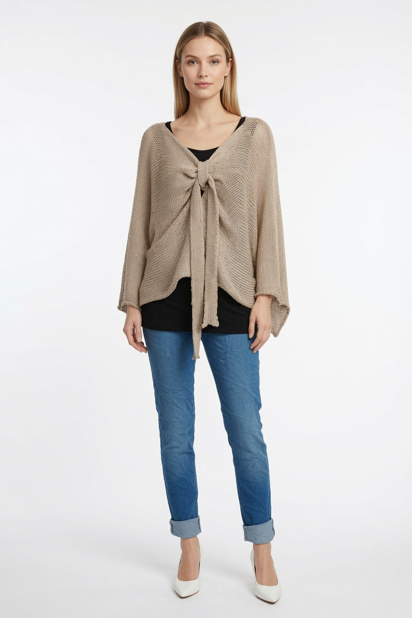 Tie Ruched Cotton Knit Top