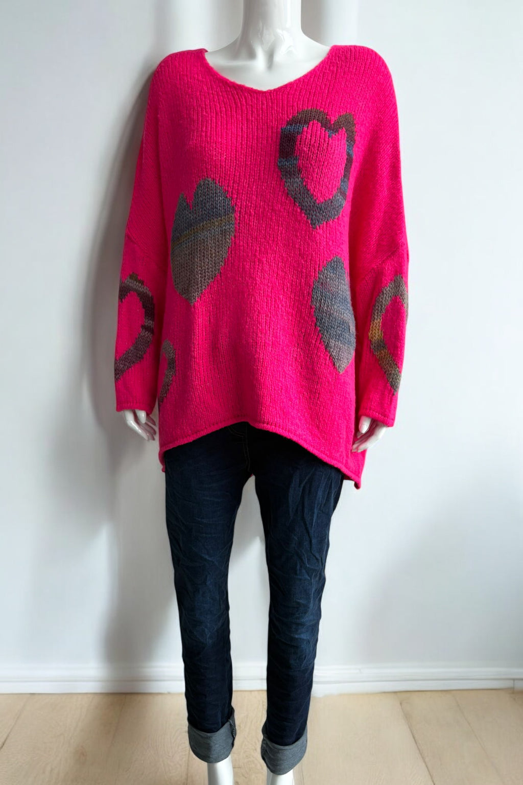 Women's Wool Heart Knit Slouch Jumper