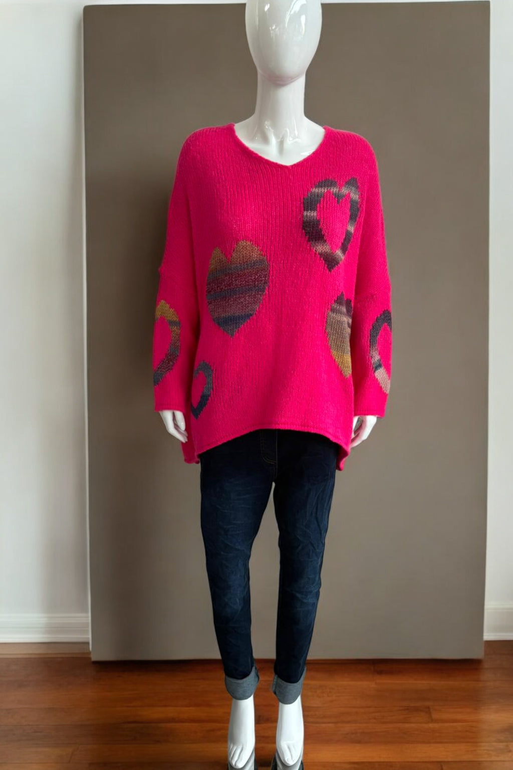 Made in Italy Wool Slouch Heart Jumper