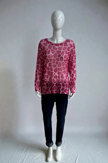Made in Italy Leopard Print Mesh Tops