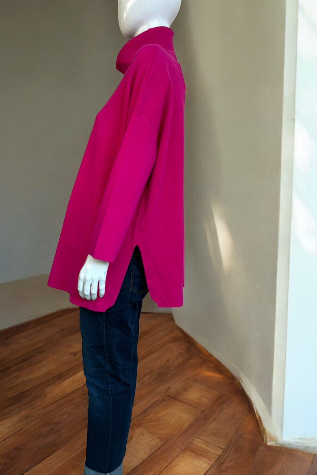 Made in Italy Polo Neck Split Hem Jumper