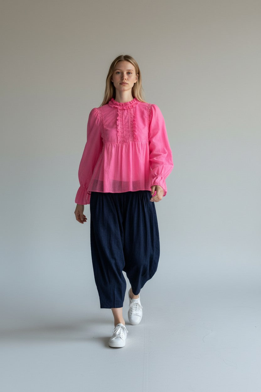 Cotton Frill Neck Blouse