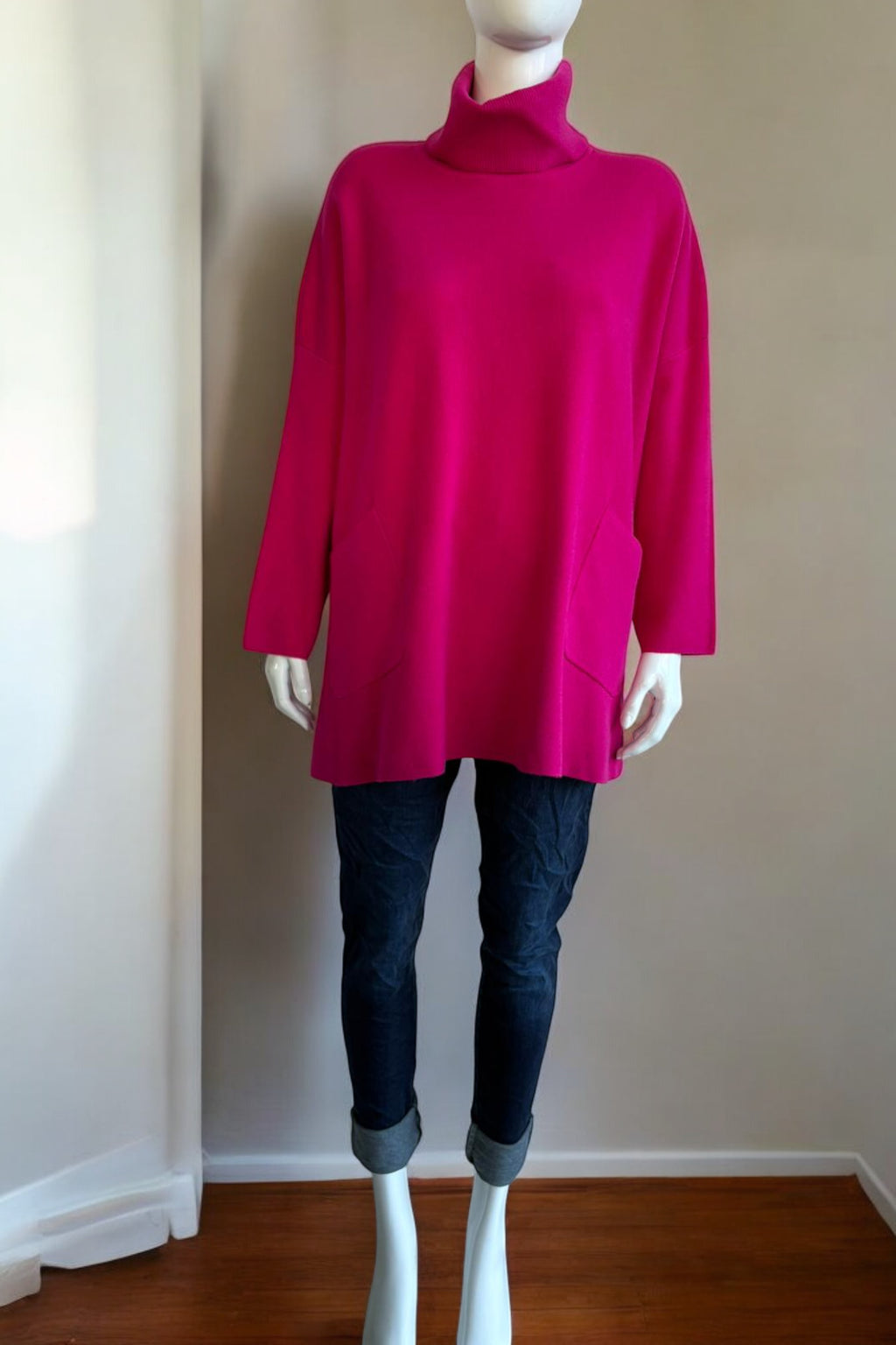 Made in Italy Polo Neck Split Hem Jumper