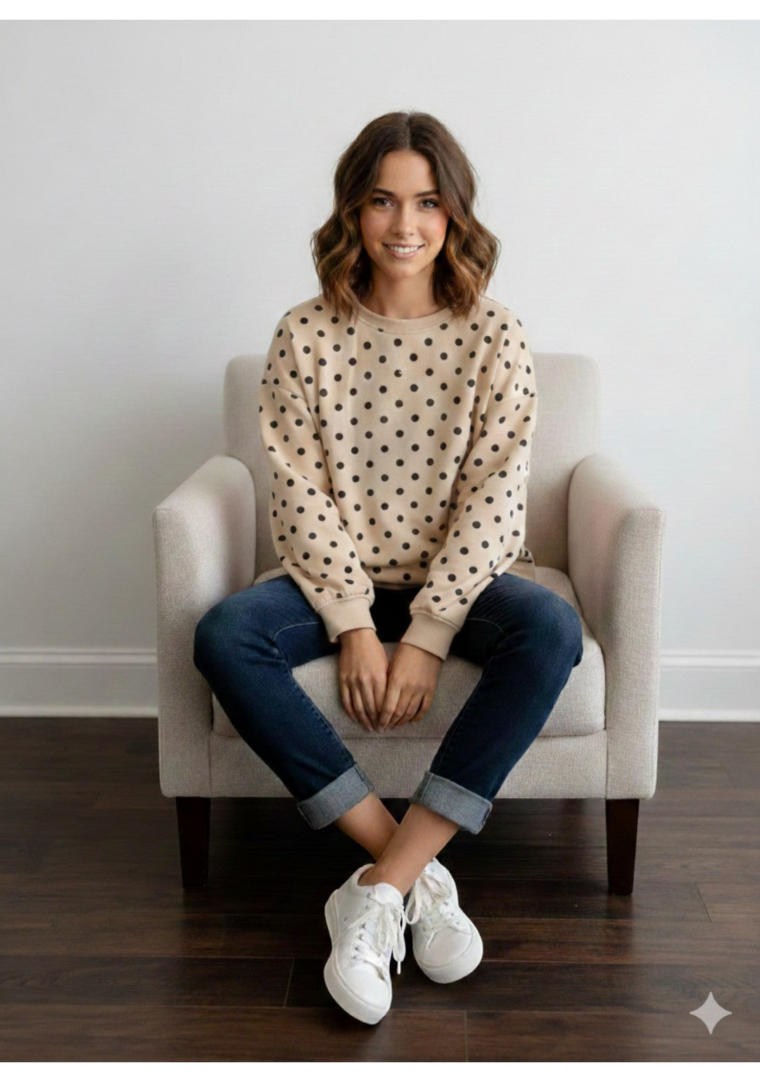 Made in Italy Balloon Sleeve Polka dot Sweat Top