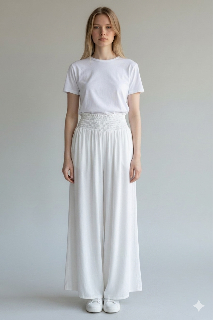 Shirred Elasticated Palazzo Pant