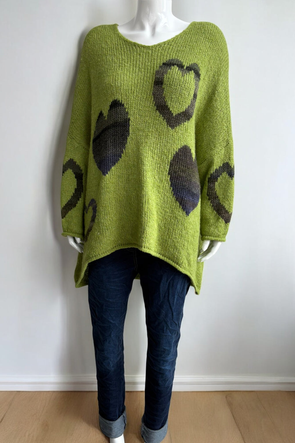 Women's Wool Heart Knit Slouch Jumper