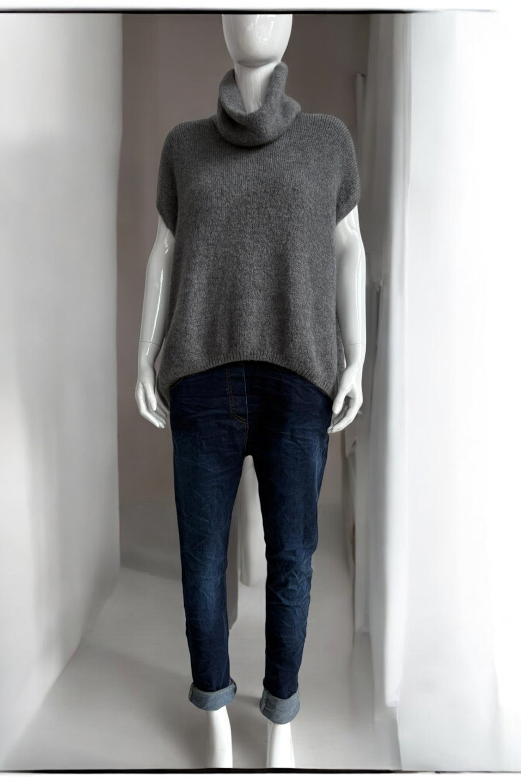 Wool Cowl Sleeveless Jumper Lagenlook