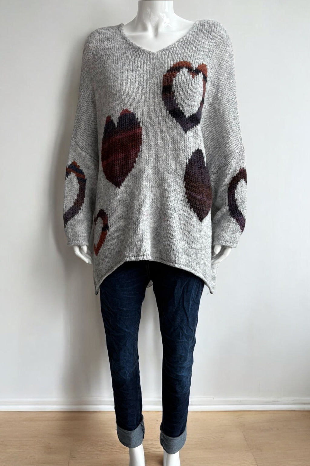 Women's Wool Heart Knit Slouch Jumper