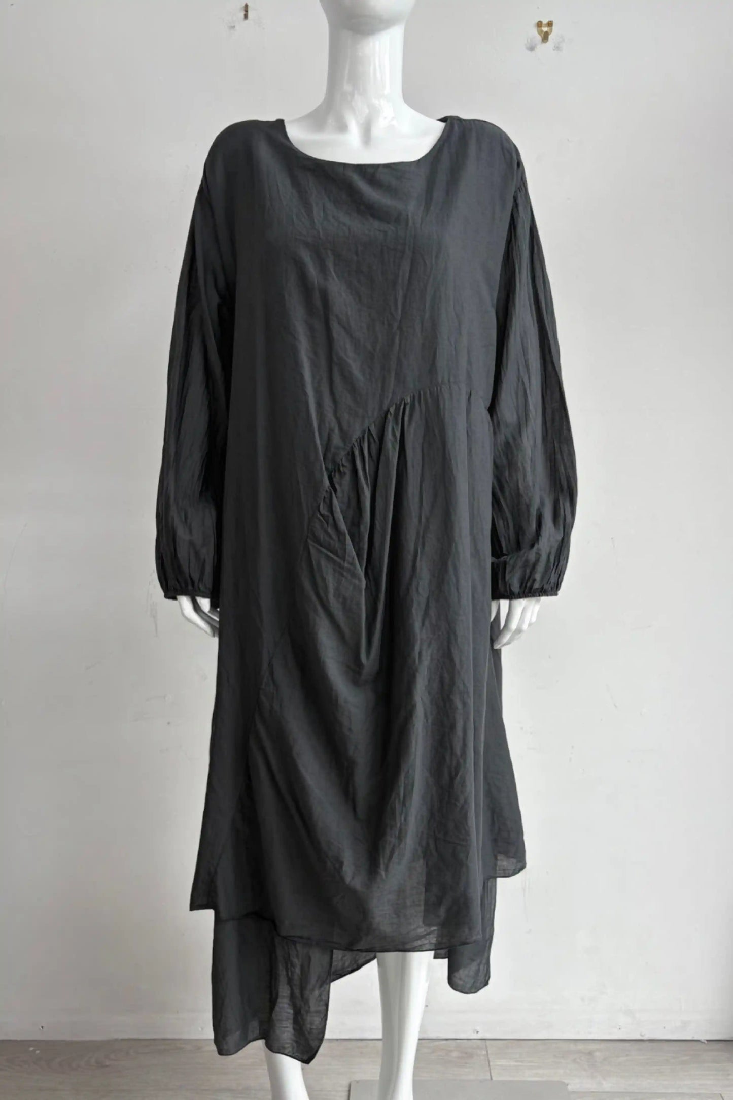 Made in Italy Cotton Pleat Side Dress
