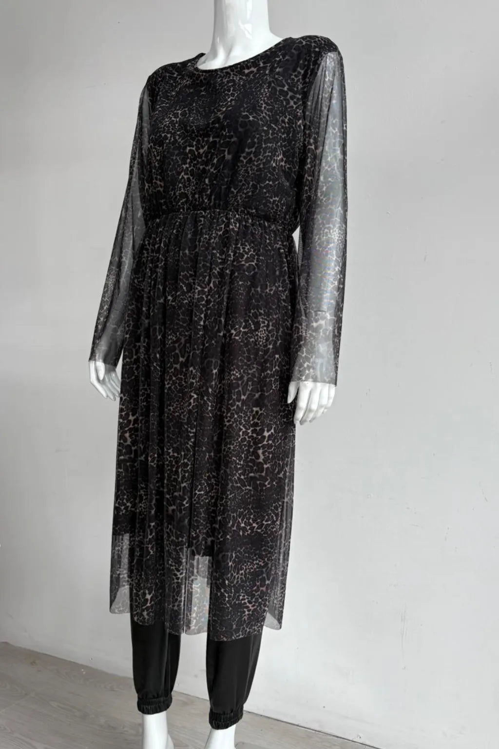 Leopard Print Stretchy Tulle Dress