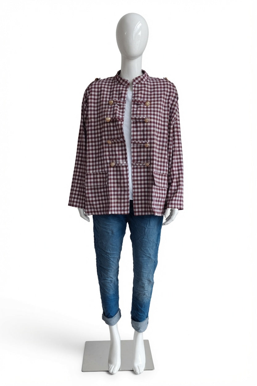 Gingham Military Jacket