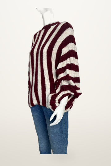 Zetaotto Balloon Sleeve Stripe Jumper