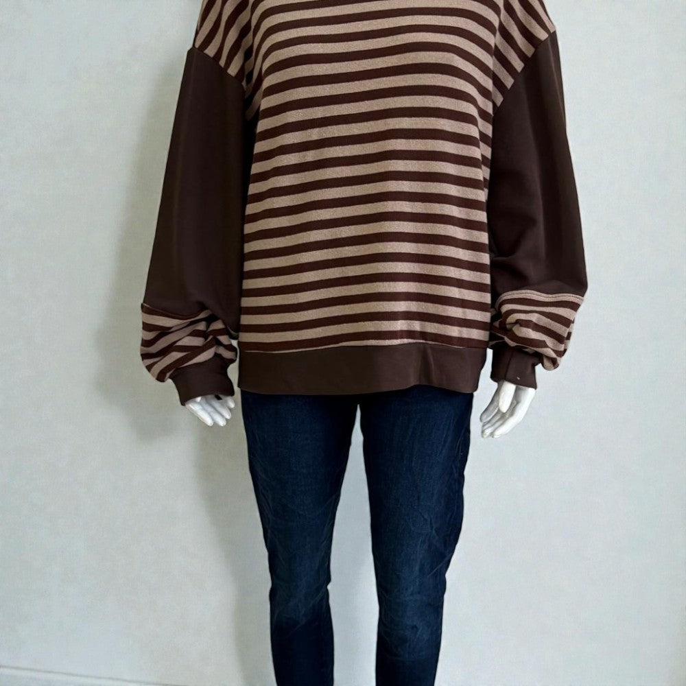 Made In Italy Striped Colorblock Long Sleeve Sweatshirt