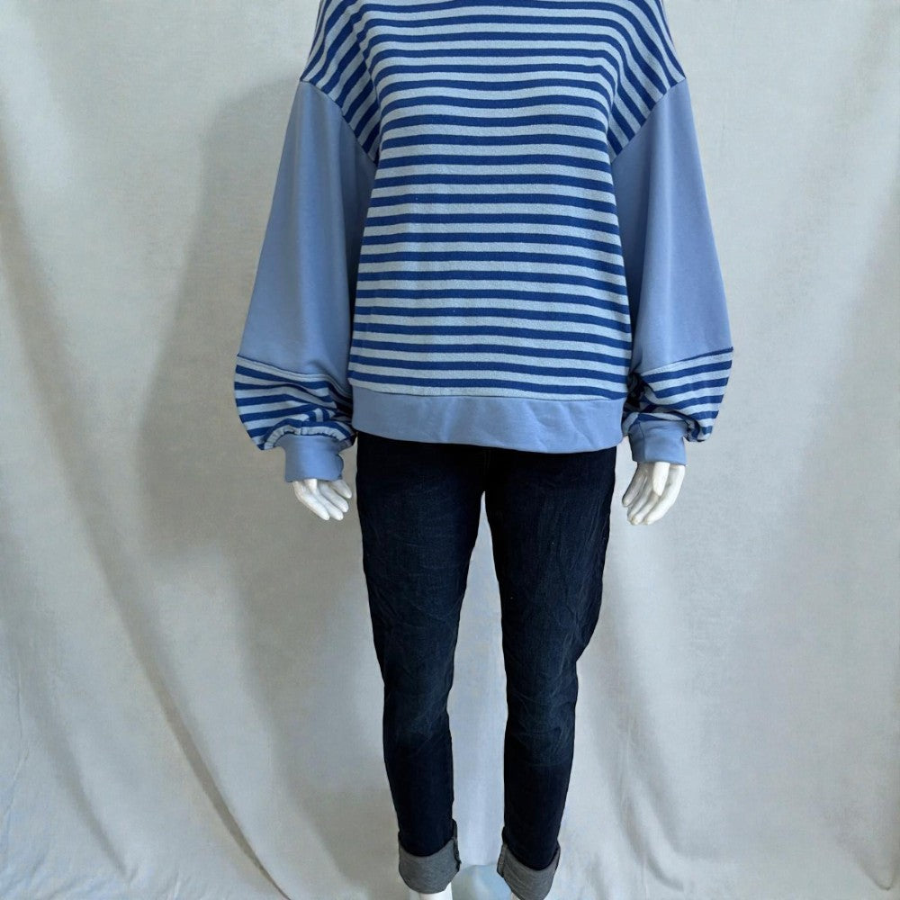 Made In Italy Striped Colorblock Long Sleeve Sweatshirt