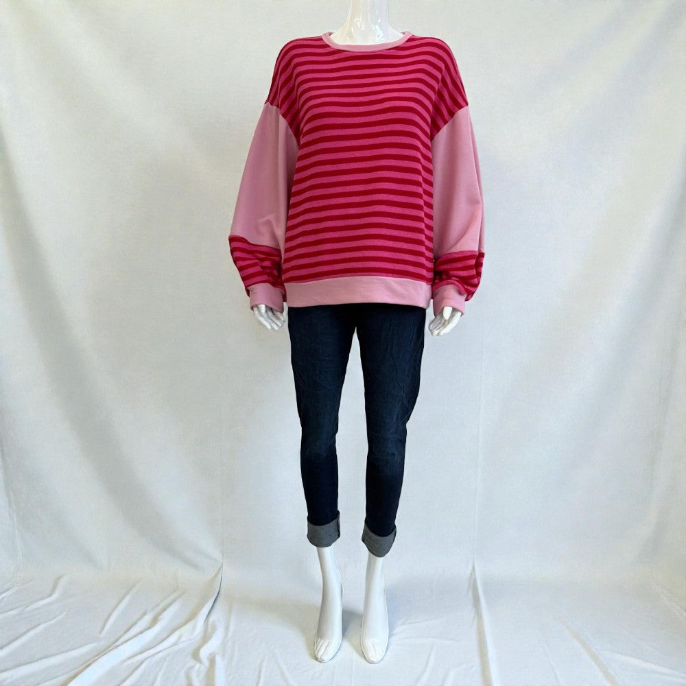 Made In Italy Striped Colorblock Long Sleeve Sweatshirt