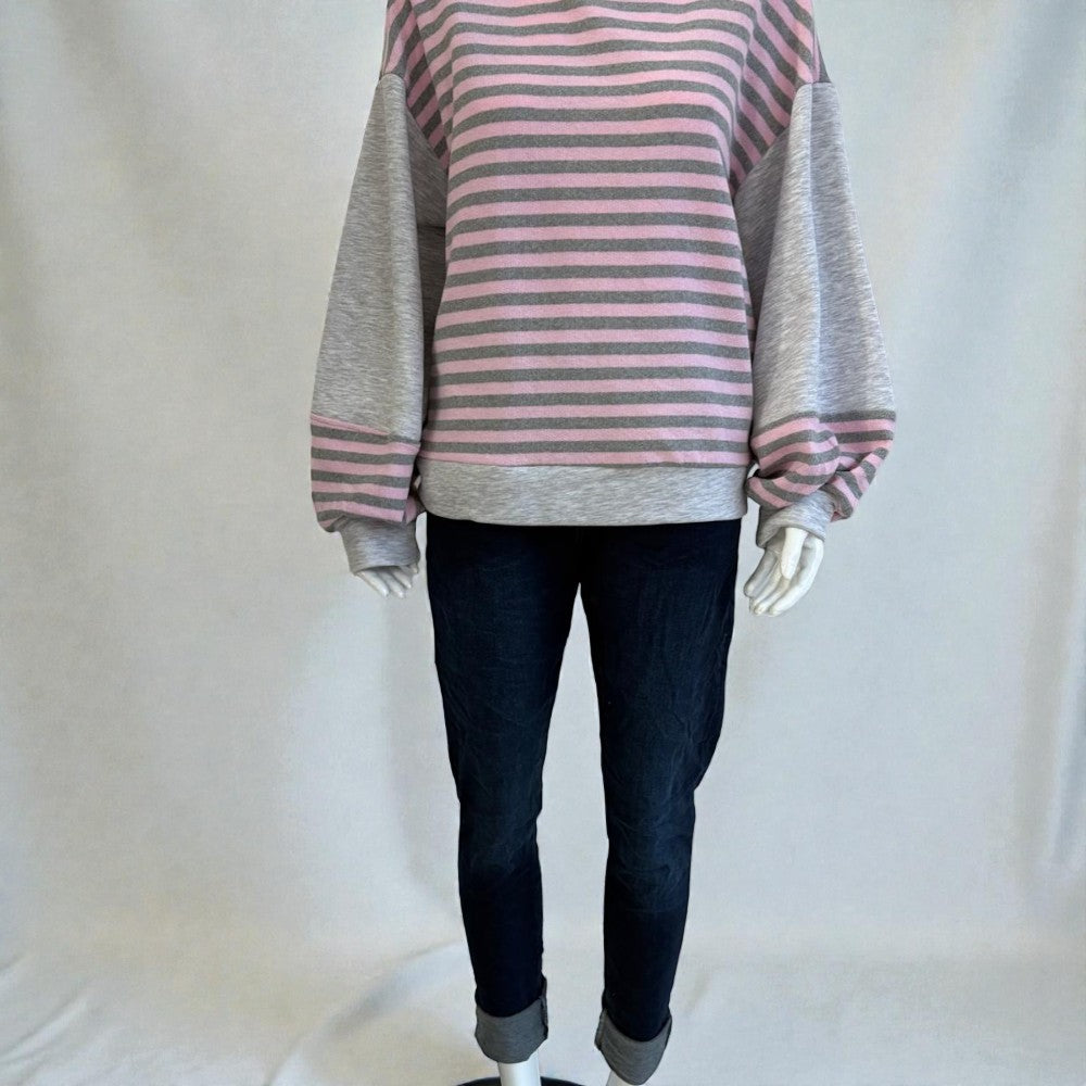 Made In Italy Striped Colorblock Long Sleeve Sweatshirt